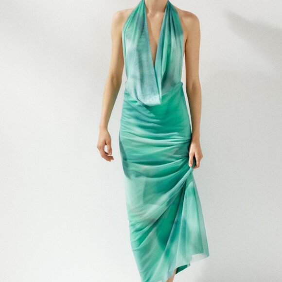 Zara Green Backless Dress - Picture 1 of 3